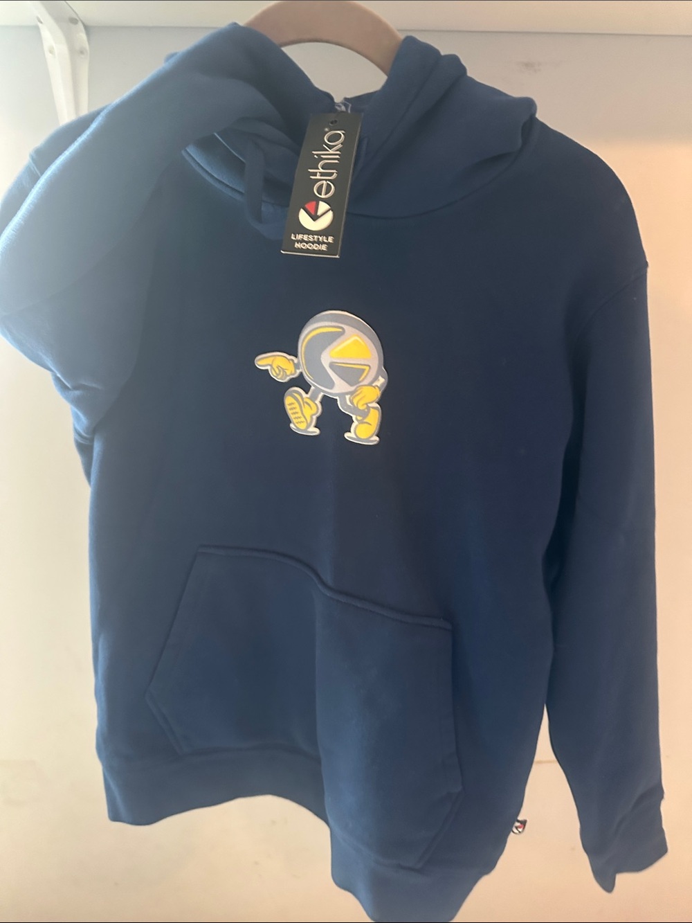 Ethika Navy Hoodie with Yellow Character Patch